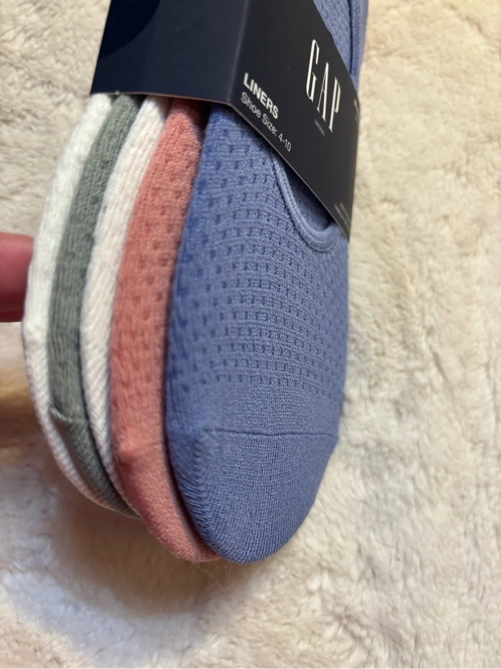 NEW 5 pairs GAP No-Show Liner Socks Women’s 4-10 Blue, Pink, White & Gray